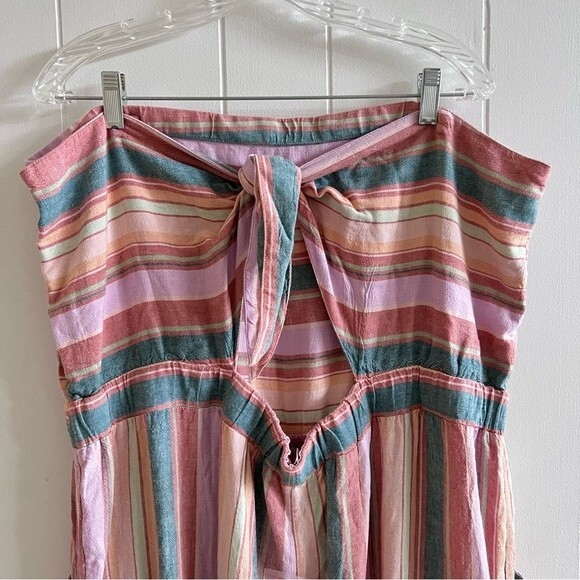 NWT American Eagle Striped Tie Back Tube Linen Jumpsuit - Picture 4 of 16